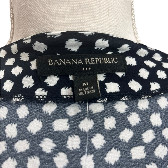 Banana Republic Black White Polka Dot Full Wrap Dress Size M Long Sleeve - Picture 9 of 11